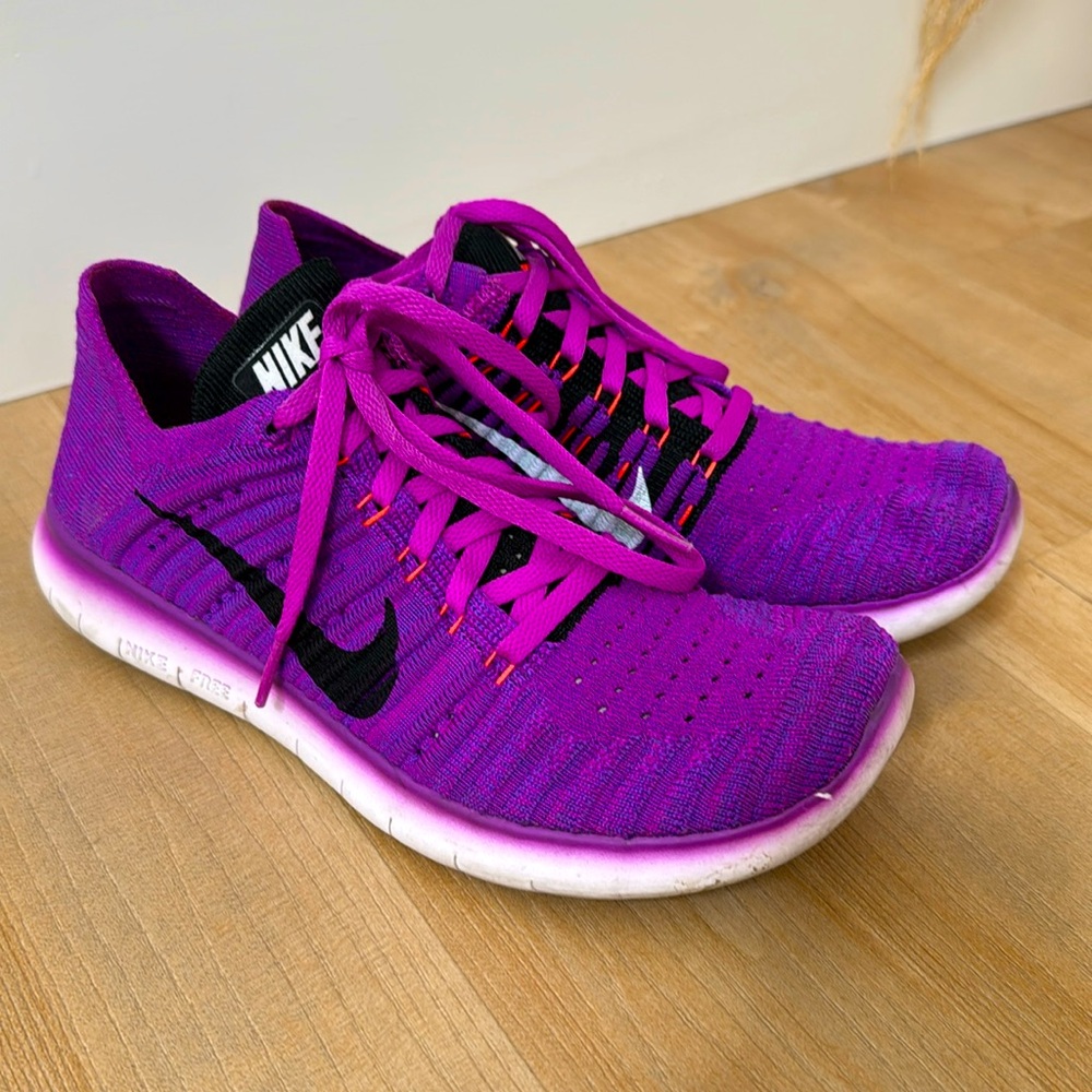 🌾 Nike Free RN Flyknit 2016 Purple Running Shoes Women’s 6.5 831070-501 🌾